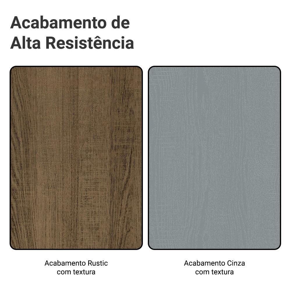 Guarda-roupa Casal Com Pés 3 Portas De Correr Com Espelho Rustic Cinza Reno Madesa - 10