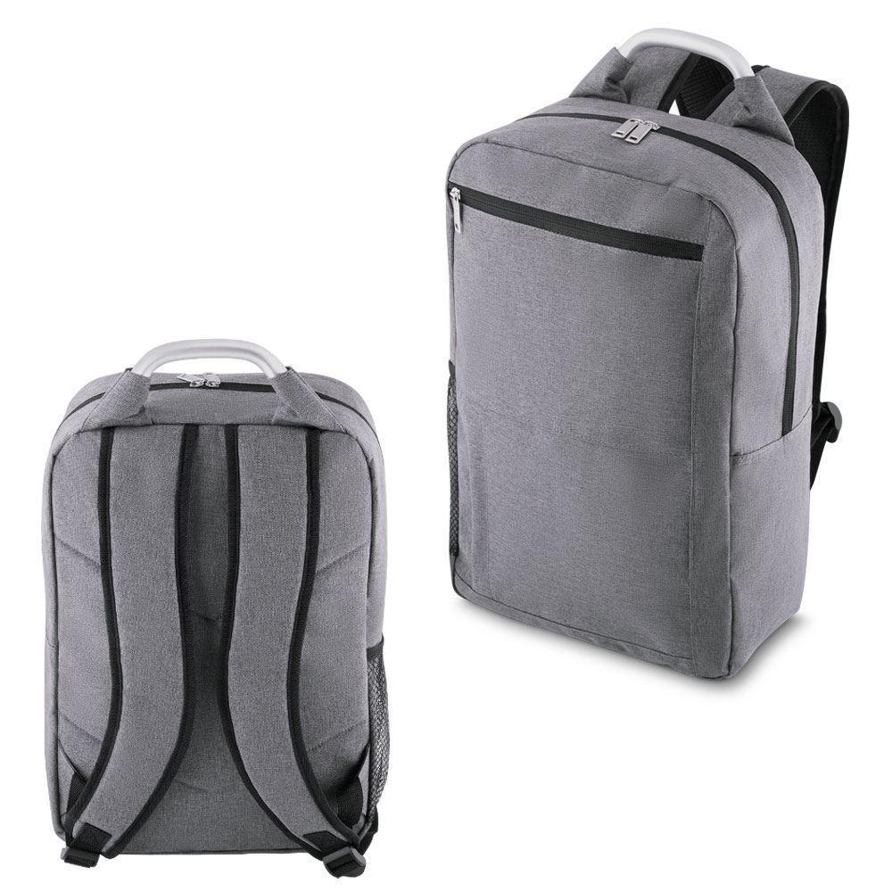 Mochila Elegante Slim Cinza Para Notebook Com Acolchoamento E Bolso Lateral Prático - 1