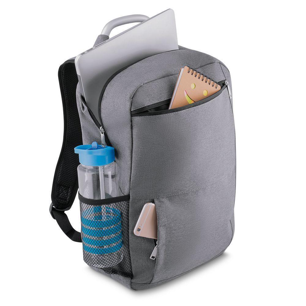 Mochila Elegante Slim Cinza Para Notebook Com Acolchoamento E Bolso Lateral Prático - 3