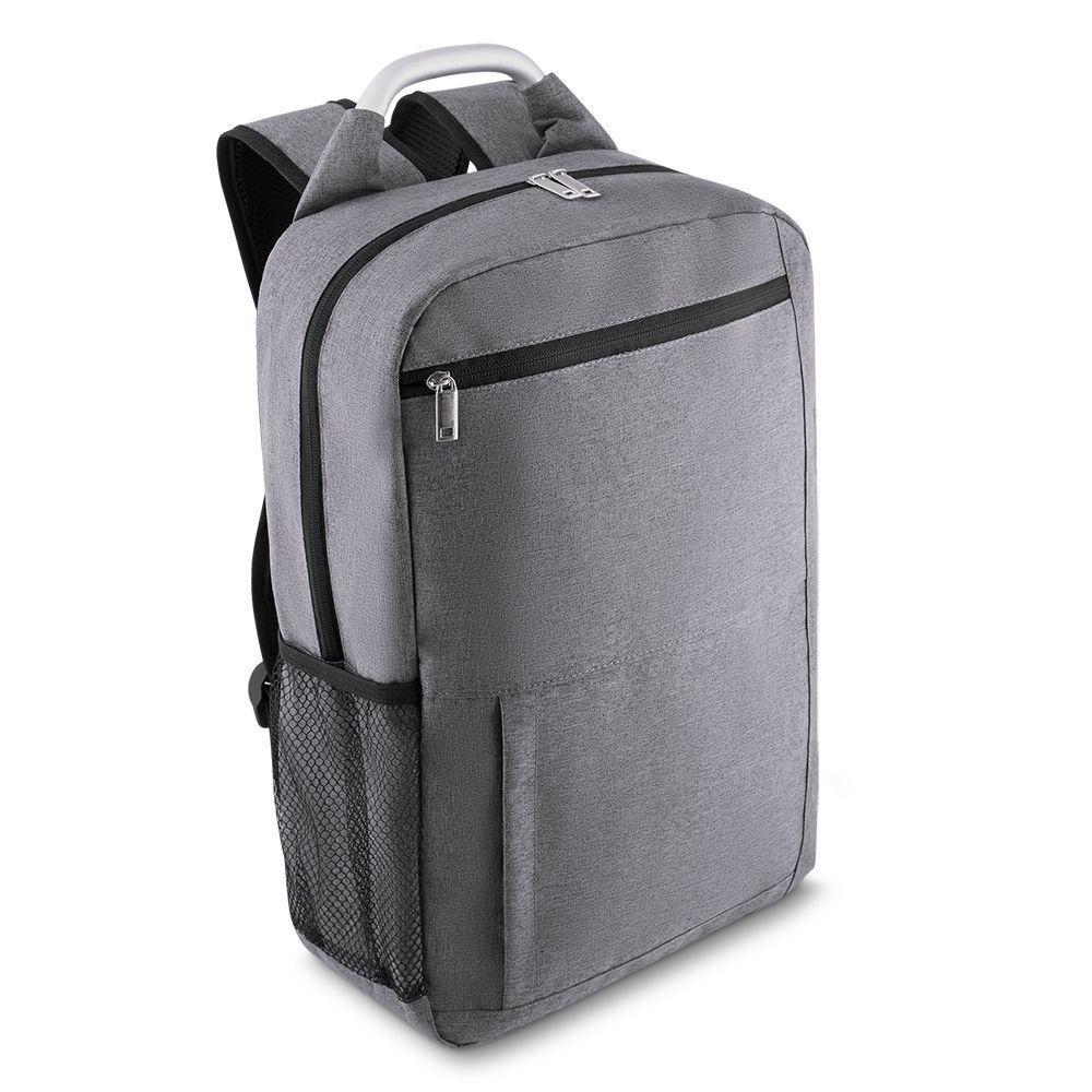 Mochila Elegante Slim Cinza Para Notebook Com Acolchoamento E Bolso Lateral Prático - 4