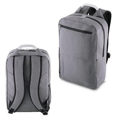 Mochila Elegante Slim Cinza Para Notebook Com Acolchoamento E Bolso Lateral Prático
