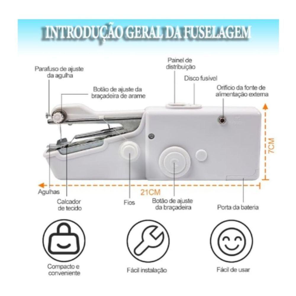 Mini Maquina Portátil A Mão Costura Elétrica Pilha Aa Prático - Branca - 6