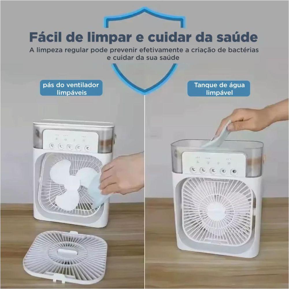 Mini Ar Condicionado Climatizador Umidificador Ventilador Agua Com Led Portátil Preto - 4