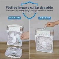 Mini Ar Condicionado Climatizador Umidificador Ventilador Agua Com Led Portátil Preto