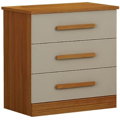 Mesa De Cabeceira Rubi Cinamomo Off White 3 Gavetas Leifer Móveis