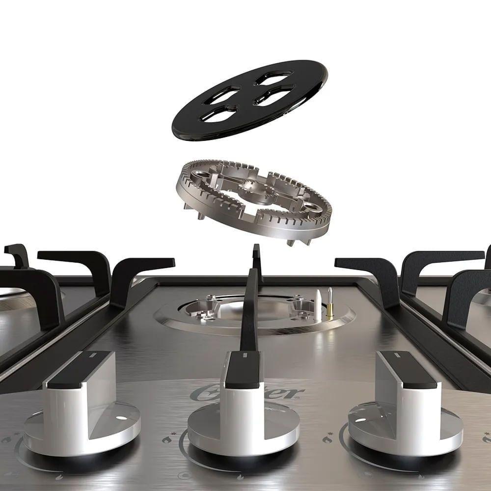 Kit Inox Cooktop a Gás 5 Bocas e Forno de Embutir 74L - 220V - 7