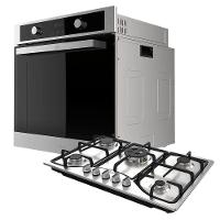 Kit Inox Cooktop a Gás 5 Bocas e Forno de Embutir 74L - 220V - 1