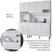 Kit Cozinha 9 Portas 4 Gavetas 180 Cm Vitoria Branco Mobbs
