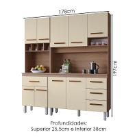 Kit Cozinha 9 Portas 4 Gavetas 180 Cm Vitoria Savana Off White Mobbs - 3