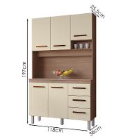 Kit Cozinha 5 Portas 3 Gavetas 120 Cm Vitoria Savana Off White Mobbs - 3