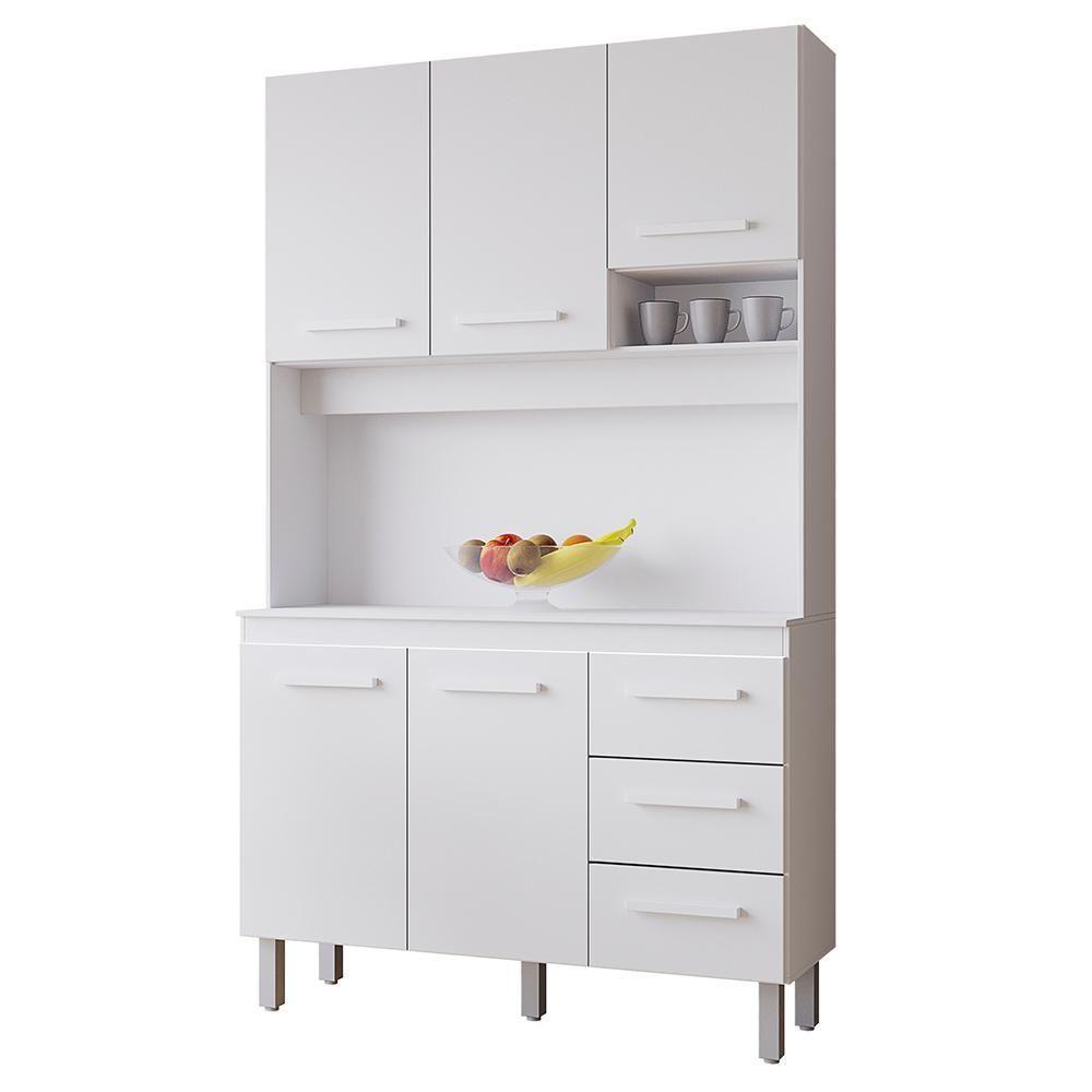 Kit Cozinha 5 Portas 3 Gavetas 120 Cm Vitoria Branco Mobbs - 1