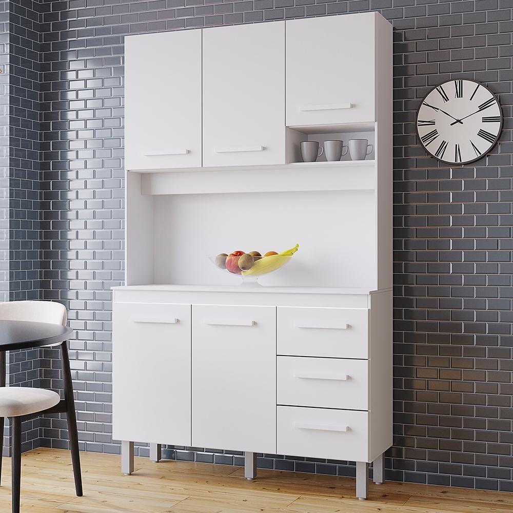 Kit Cozinha 5 Portas 3 Gavetas 120 Cm Vitoria Branco Mobbs - 2
