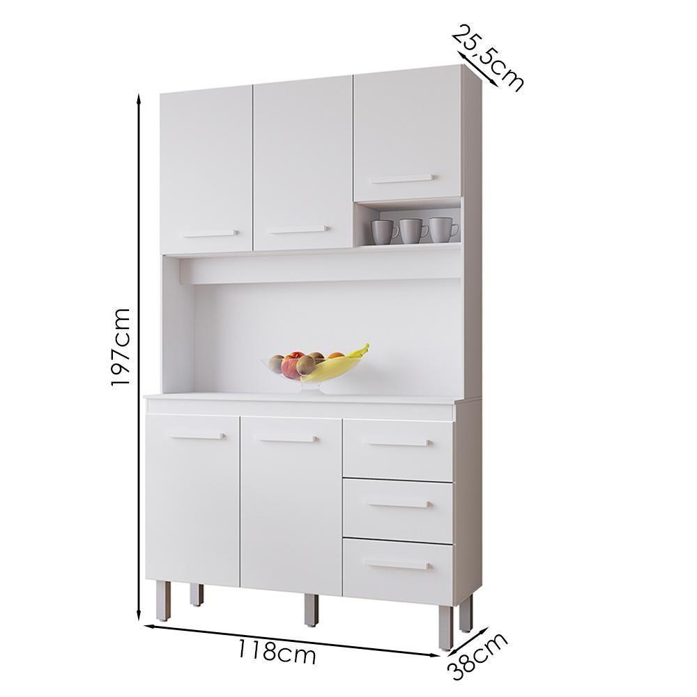Kit Cozinha 5 Portas 3 Gavetas 120 Cm Vitoria Branco Mobbs - 3