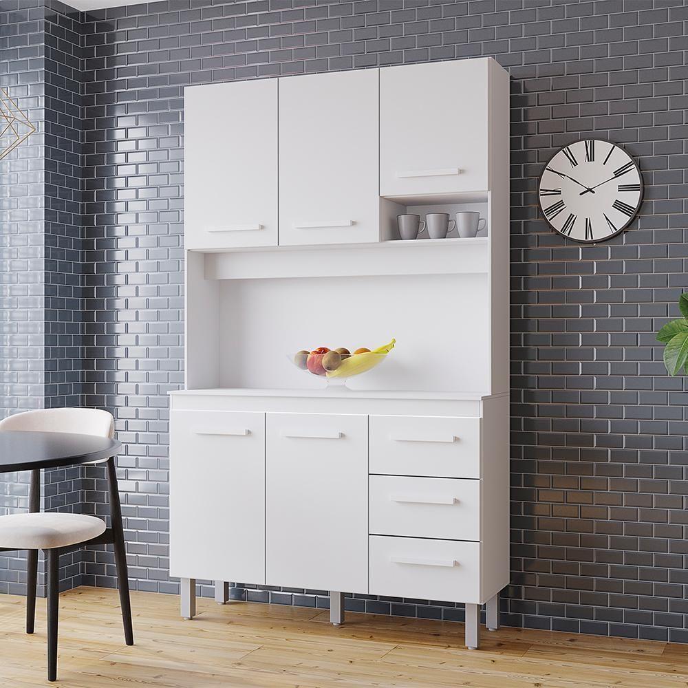 Kit Cozinha 5 Portas 3 Gavetas 120 Cm Vitoria Branco Mobbs - 5