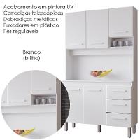 Kit Cozinha 5 Portas 3 Gavetas 120 Cm Vitoria Branco Mobbs