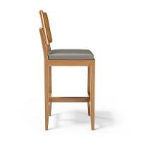 Kit Com 6 Banqueta Milena Madeira Maciça Assento Estofado Encosto De Tela Palha Sextavada Veludo Chumbo 109 - 8