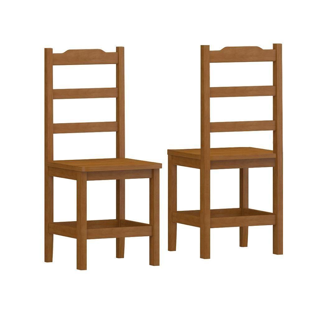 Kit Com 2 Cadeiras De Jantar Madeira Maciça Perola Mel Sem Estofado - 1