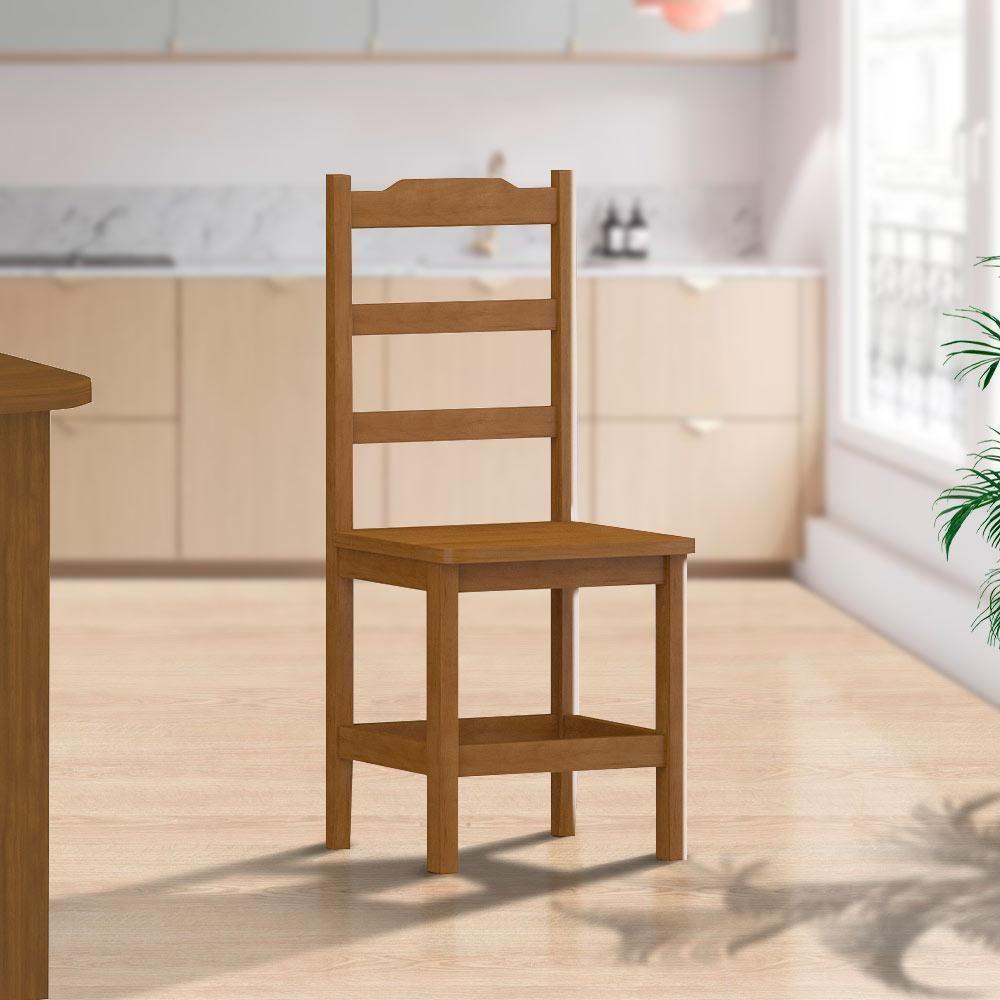 Kit Com 2 Cadeiras De Jantar Madeira Maciça Perola Mel Sem Estofado - 2