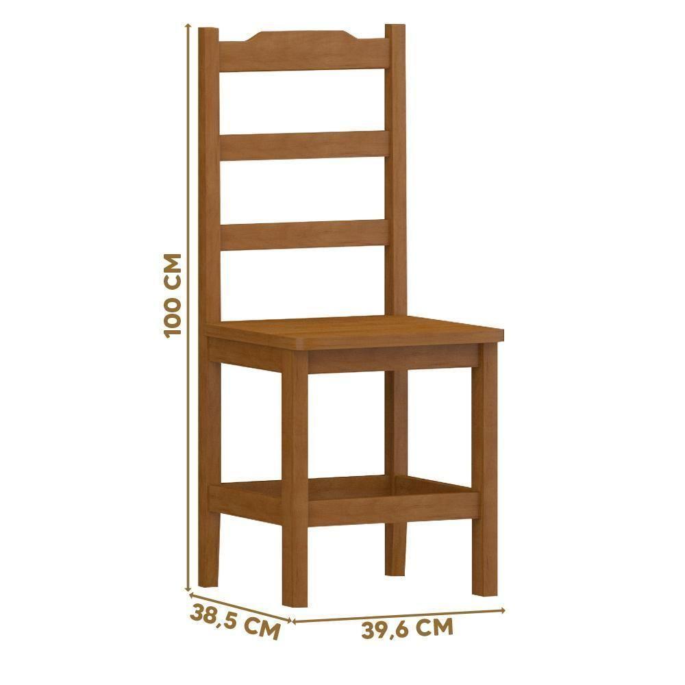 Kit Com 2 Cadeiras De Jantar Madeira Maciça Perola Mel Sem Estofado - 4
