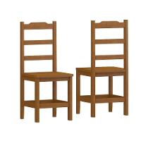 Kit Com 2 Cadeiras De Jantar Madeira Maciça Perola Mel Sem Estofado - 1