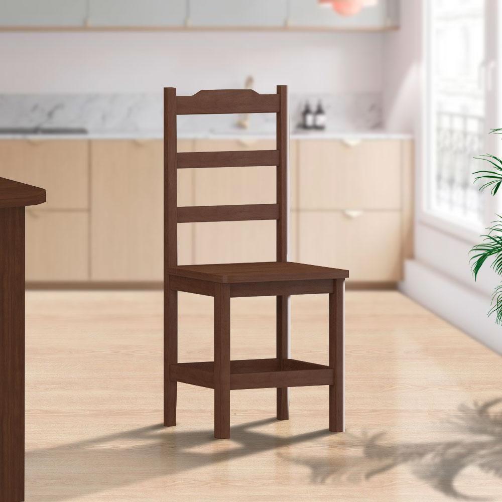 Kit Com 2 Cadeiras De Jantar Madeira Maciça Perola Castanho Sem Estofado Castanho - 2