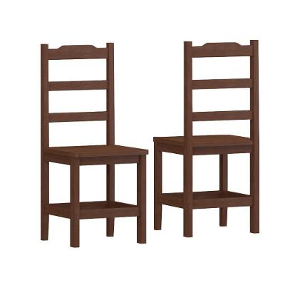 Kit Com 2 Cadeiras De Jantar Madeira Maciça Perola Castanho Sem Estofado Castanho