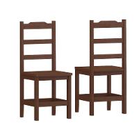 Kit Com 2 Cadeiras De Jantar Madeira Maciça Perola Castanho Sem Estofado Castanho - 1