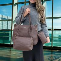 Kit 3 Peças Bolsa Feminina Estilo Tote Lyssa Marrom - 3