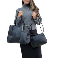 Kit 3 Peças Bolsa Feminina Estilo Tote Lyssa Preta - 1