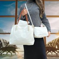 Kit 3 Peças Bolsa Feminina Estilo Tote Lyssa Branca Com Alça Caramelo - 3