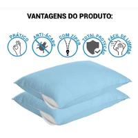 Kit 2 Capas Travesseiro 100% Polipropileno Impermeável 50x70cm - Azul