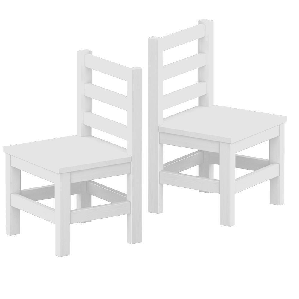 Kit 2 Mini Cadeiras Infantil De Madeira Maciça Infantil Branco S-estofado - 2