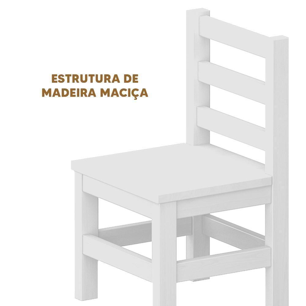 Kit 2 Mini Cadeiras Infantil De Madeira Maciça Infantil Branco S-estofado - 3