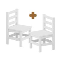 Kit 2 Mini Cadeiras Infantil De Madeira Maciça Infantil Branco S-estofado - 1