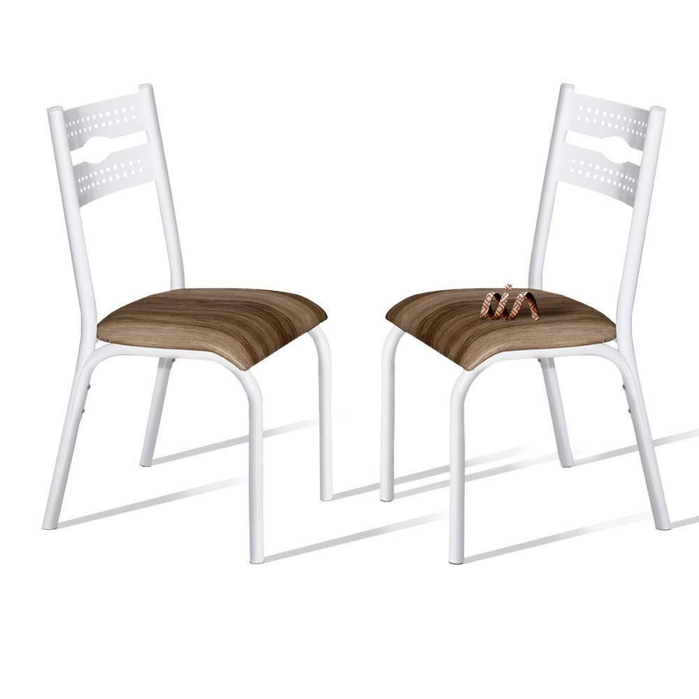 Kit 2 Cadeiras Luna Ciplafe Em Aço Com Assento Estofado Branco E Capuccino - 2