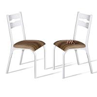 Kit 2 Cadeiras Luna Ciplafe Em Aço Com Assento Estofado Branco E Capuccino - 2