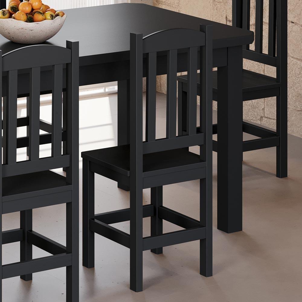 Kit 2 Cadeiras Em Madeira Maciça Diamante Preto Sem Estofado - 6