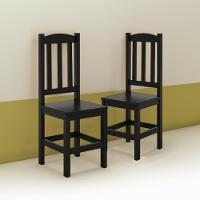 Kit 2 Cadeiras Em Madeira Maciça Diamante Preto Sem Estofado - 1