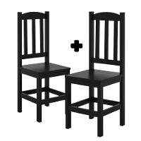 Kit 2 Cadeiras Em Madeira Maciça Diamante Preto Sem Estofado - 2