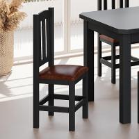 Kit 2 Cadeiras Em Madeira Maciça Diamante Preto Com Estofado Marrom Preto - 2