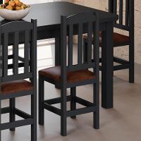 Kit 2 Cadeiras Em Madeira Maciça Diamante Preto Com Estofado Marrom Preto - 6