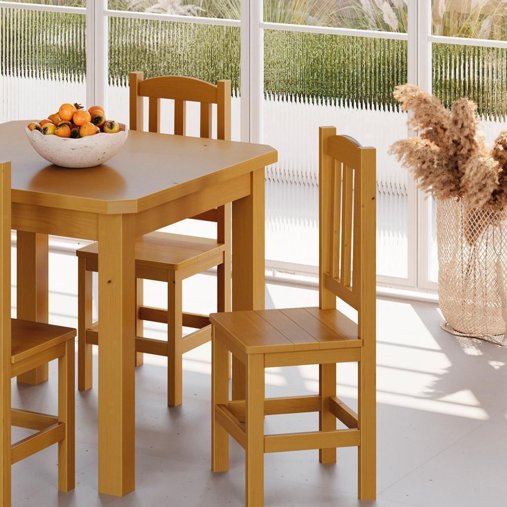 Kit 2 Cadeiras Em Madeira Maciça Diamante Mel Sem Estofado Mel - 1