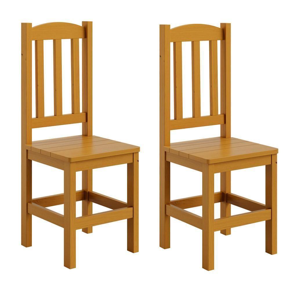 Kit 2 Cadeiras Em Madeira Maciça Diamante Mel Sem Estofado Mel - 2