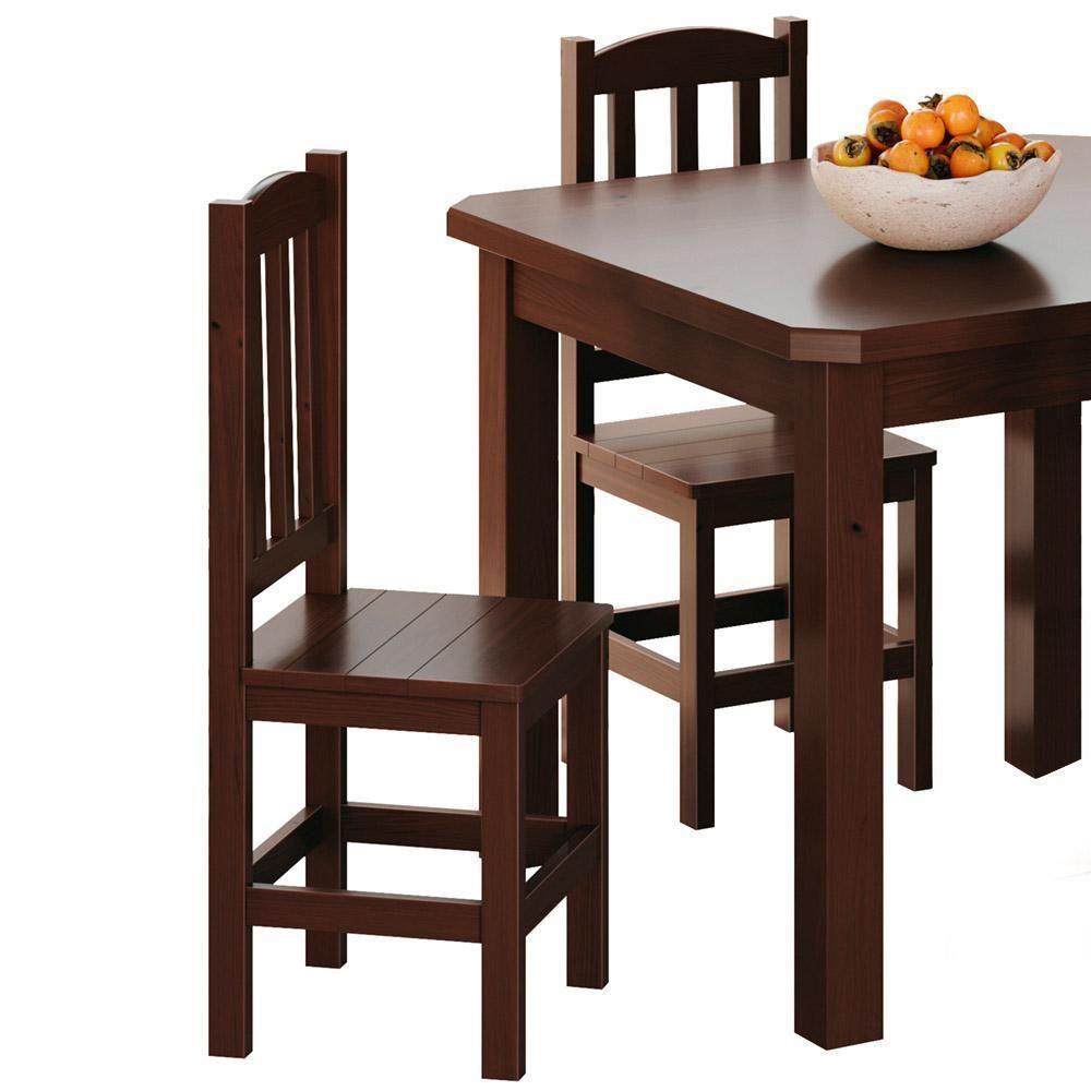 Kit 2 Cadeiras Em Madeira Maciça Diamante Castanho Sem Estofado - 2