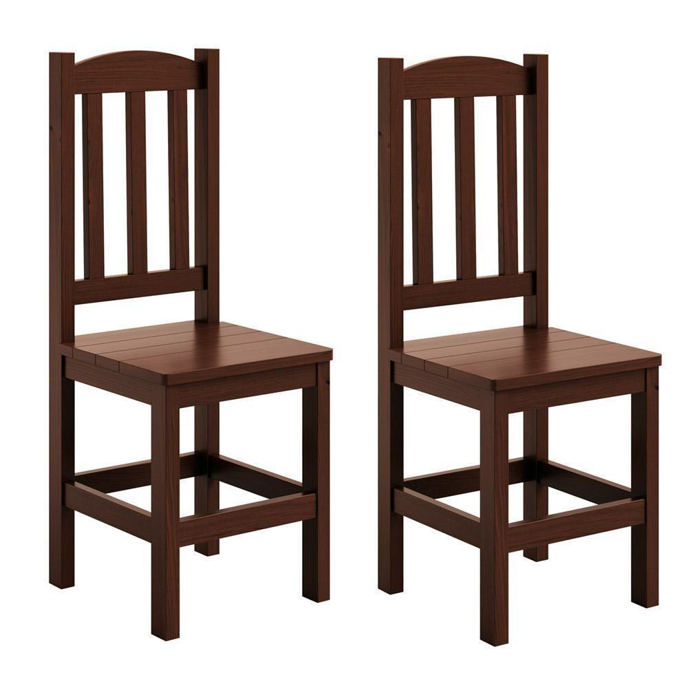 Kit 2 Cadeiras Em Madeira Maciça Diamante Castanho Sem Estofado - 3