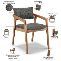 Kit 06 Cadeiras Para Sala De Jantar Estar Miving Giorgia L02 Linho Mescla Chumbo - Lyam Decor