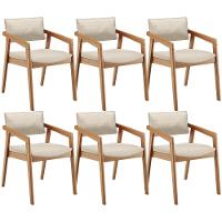 Kit 06 Cadeiras Para Sala De Jantar Estar Living Giorgia L02 Linho Palha - Lyam Decor - 1