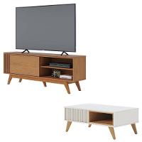 Rack Bancada Otawa Freijó Com Mesa De Centro Jeri Off White Freijó - Colibri - 1