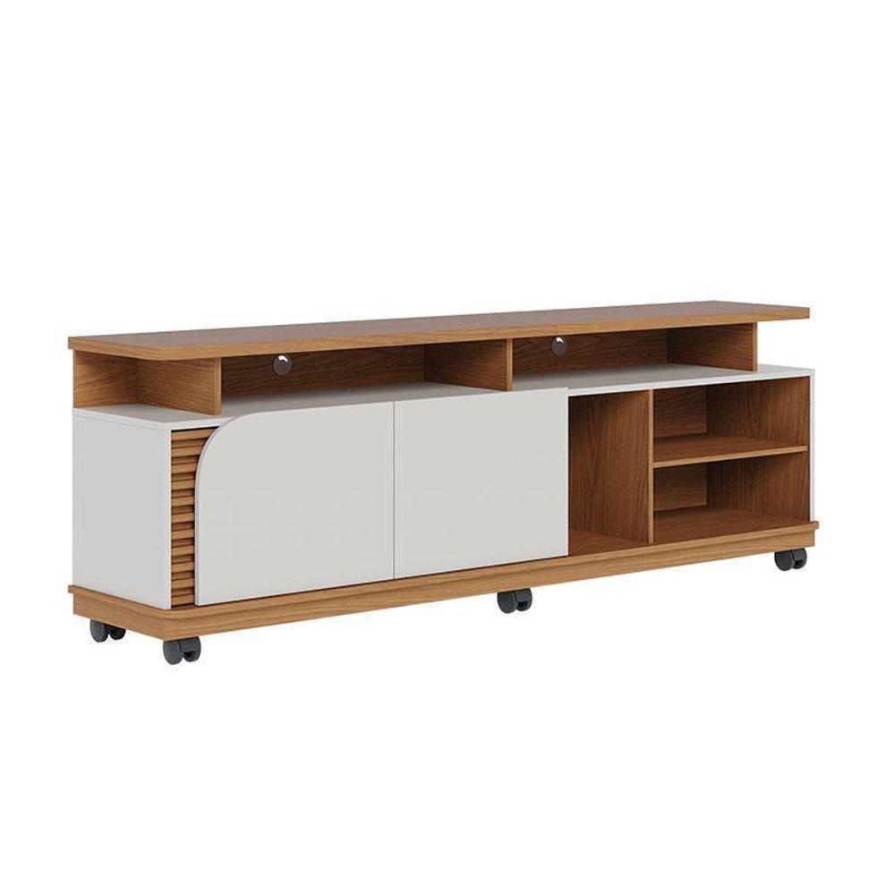 Rack Bancada Jurerê 1.8 Freijó Off White Matte Com Mesa De Centro Jeri Off White Freijó - Colibri - 7