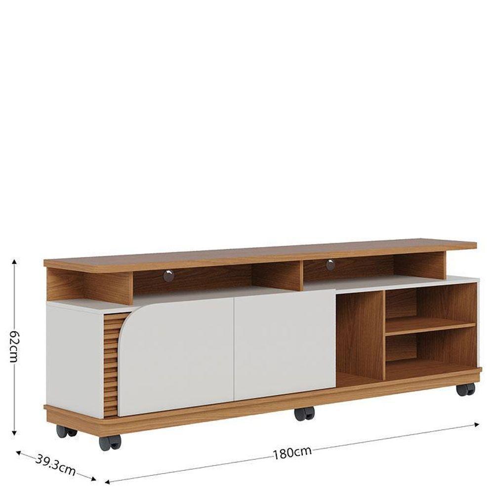 Rack Bancada Jurerê 1.8 Freijó Off White Matte Com Mesa De Centro Jeri Freijó Off White - Colibri - 4